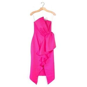 NWT Elliatt Reception Dress Strapless Slit Midi Fuchsia Pink Barbie French Girl